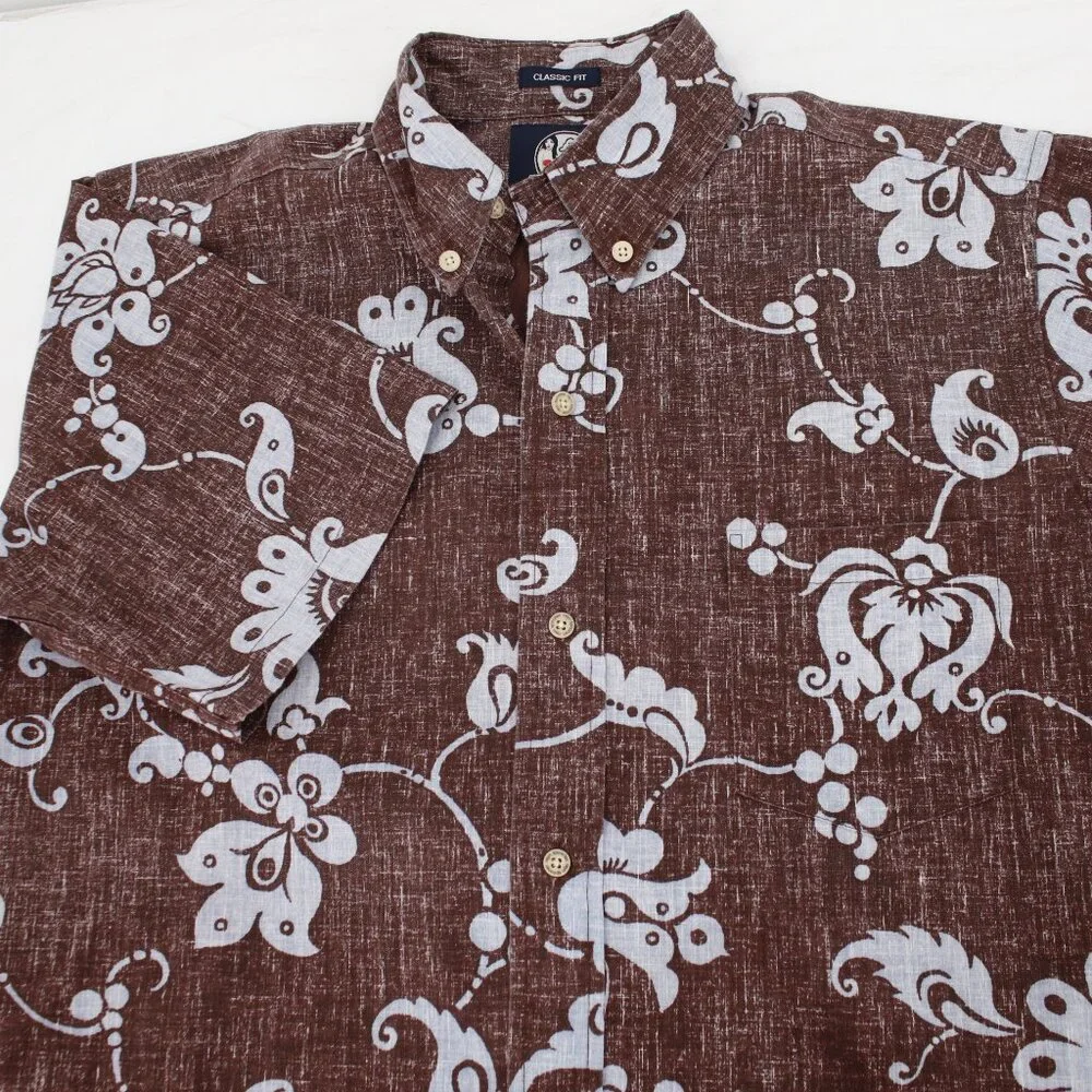 Reyn spooner hawaiian shirt men's small short sleeve reverse print floral camp s